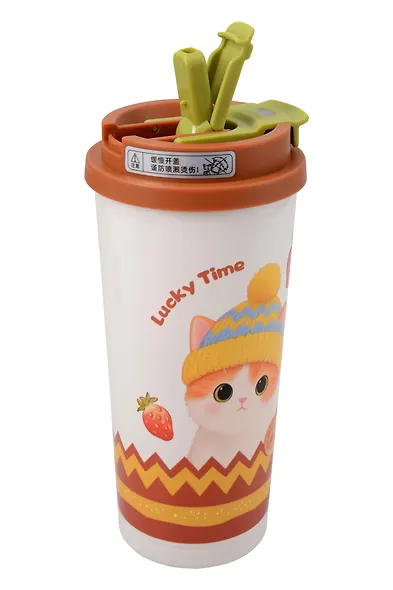 Термостакан Котик в шапке (пластик/металл) (520мл) (12-8999-202510-STB-70) - фото 4