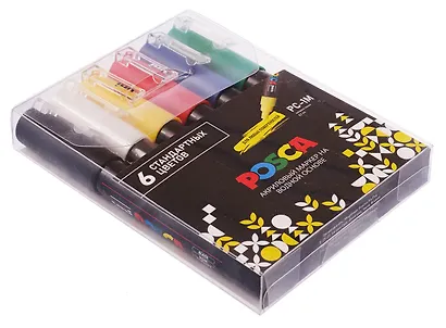 Маркеры акриловые 06цв "POSCA. Standard" 0,7мм, UNI - фото 2