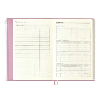 Ежегодник учителя А6+ 256л 125*178мм "ПВХ" розовый, мягкий переплет, шелкогр, вставной тонир.блок, ляссе - фото 7