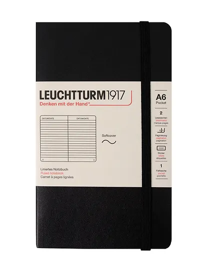 Записная книжка «Classic» А6, 61 листов в линейку, черный, Leuchtturm1917 - фото 1