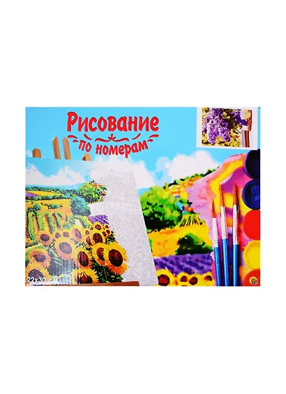 Набор д/творчества Рыжий кот Холст с красками 22х30см по номерам Букет сирени и книги HS411 - фото 2