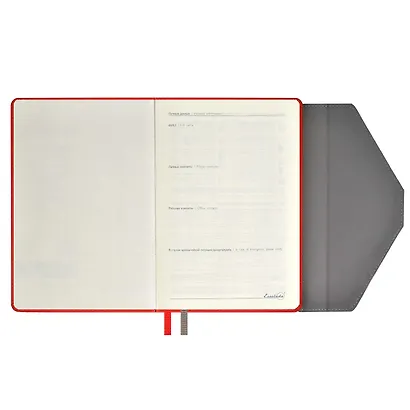 Ежедневник недат. А5 160л "Руффо" красный, серый, бежевый, иск.кожа, тв.переплет, офсет, ляссе - фото 6