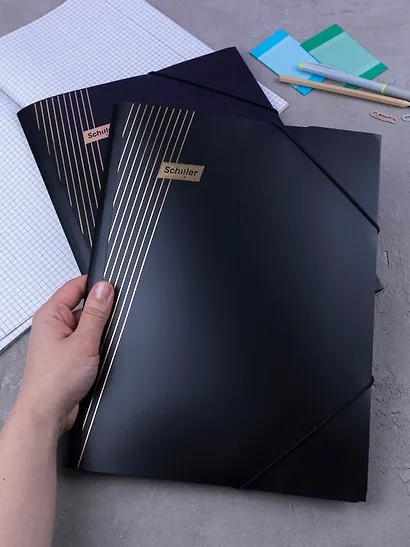 Папка на резинке А4 "Line" черная, Schiller - фото 5