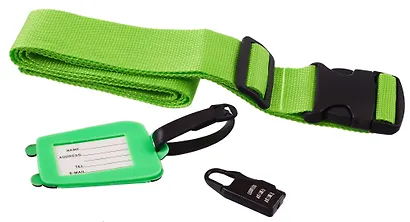 Travel набор Бирка, замочек и ремень для багажа (зеленый) (12-travel22-B3) - фото 5