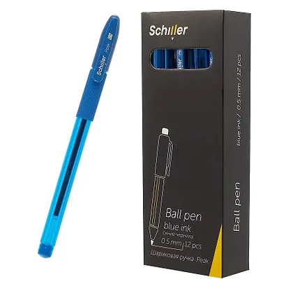 Ручки шариковые синие 12 штук "Peak" 0,5 мм, Schiller - фото 2