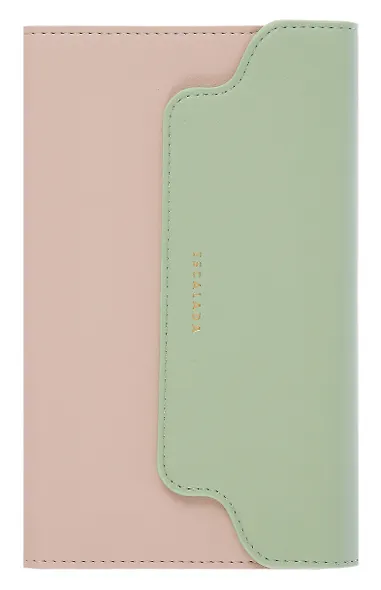 Ежедневник недат. А6+ 120л "Плезир" беж. и зеленый, кожзам, тв.переплет, тисн.фольгой, закругл.углы, офсет, справ.мат-лы, ляссе, инд.уп - фото 1