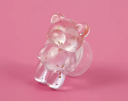 Попсокет Мишка перламутр с блестками (ПВХ) (6,5 см), Bookvalno - фото 3