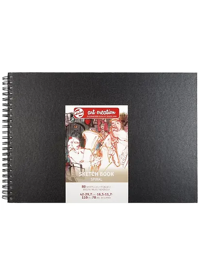 Блокнот для зарисовок 42*30см 80л "Art Creation" 110г/м2, 7БЦ, спираль, черный, Fabriano - фото 1
