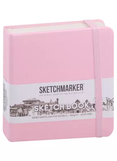 Скетчбук 12*12 80л "Sketchmarker" розовый, 140г/м2, слоновая кость, тв.обл. - фото 1