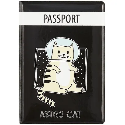 Обложка для паспорта  Кот-космонавт Astro cat (ПВХ бокс) (ОП2021-254) - фото 1