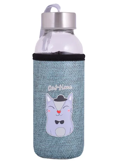 Бутылка в чехле джут Котик Cat time (стекло) (300мл) (12-7599-M300-037) - фото 2