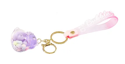 Брелок Котик Манэки-нэко прозрачный с гелем (ПВХ) (5 см) - фото 4