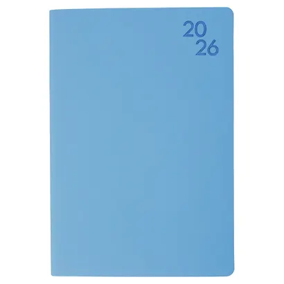 Ежедневник дат. 2026г. А5 176л "SOFT TOUCH" незабудковый, интегр.переплет, иск.кожа, тонир.блок, скругл.углы, цв.торец, ляссе, инд.уп - фото 3