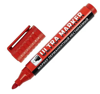Маркер перманентный Brauberg, Ultra Marker, красный 3,5 мм - фото 2