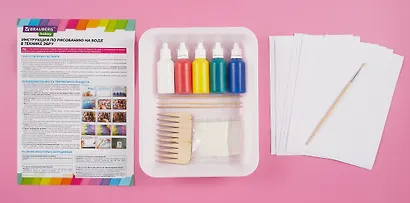 Эбру Brauberg Hobby Набор для рисования на воде, 5 цветов по 20 мл (20 картин) - фото 3