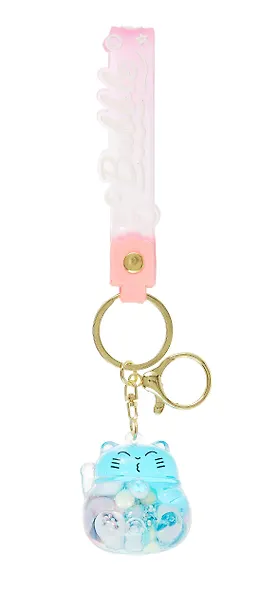 Брелок Котик Манэки-нэко прозрачный с гелем (ПВХ) (5 см) - фото 5