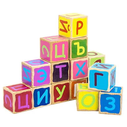 Кубики, ALATOYS, Азбука деревянные окрашенные 15 шт. - фото 3
