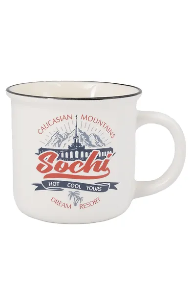 Кружка матовая прямая Сочи (фарфор) (350мл) (065-8-135) - фото 1