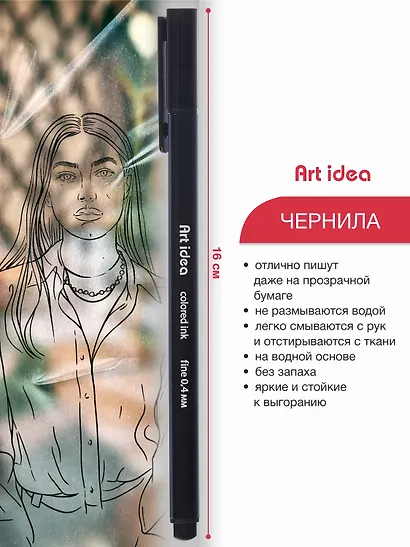 Ручки капиллярные черные 12шт, Art idea - фото 5