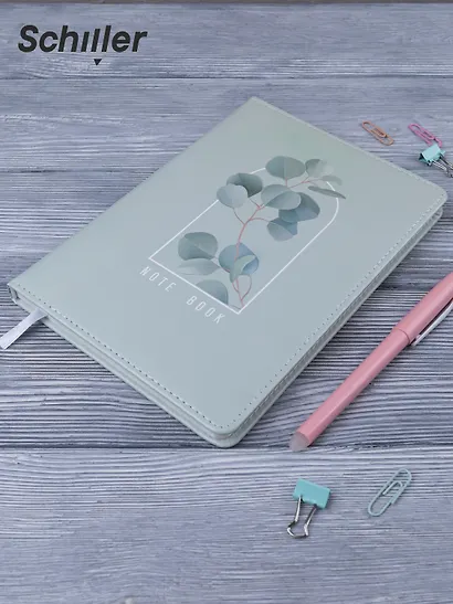 Блокнот для записей А5 в клетку, 96 листов "Flowers" твердая обложка, оливковый с рамкой, с ляссе - фото 6