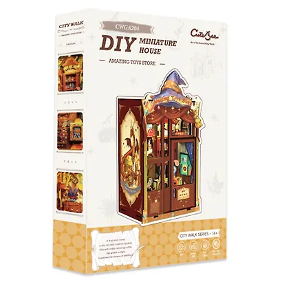 CWGA204 Конструктор интерьерный  – сборный домик CuteBee - Магазин Удивительных Игрушек, 107 деталей (материалы: дерево, картон, пластик, металл), со световыми эффектами (подсветка интерьера), с питанием от 2хААА батареек (не включены), серия DIY, возраст - фото 2