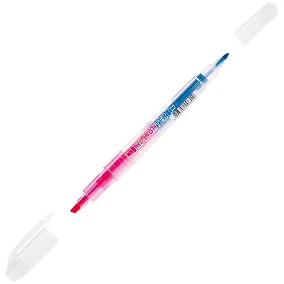 Текстовыделитель Crown, Multi Hi-Lighter Twin, двухсторонний розовый, голубой 3/2 мм - фото 2