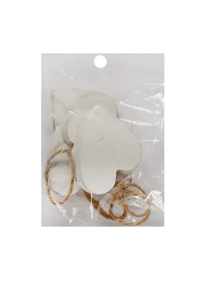 Заготовка из дерева, сердцечки с веревочками, 5 шт, 3,5*3,5 см, белый (11-00410-15-2054W) - фото 1