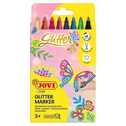 Фломастеры «Glitter» Carioca, 8 цветов, с блестками, смываемые - фото 10