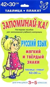 Русский язык.Мягкий и твёрдый знаки:Для учащихся 3-5 классов. Наглядное пособие. - фото 1