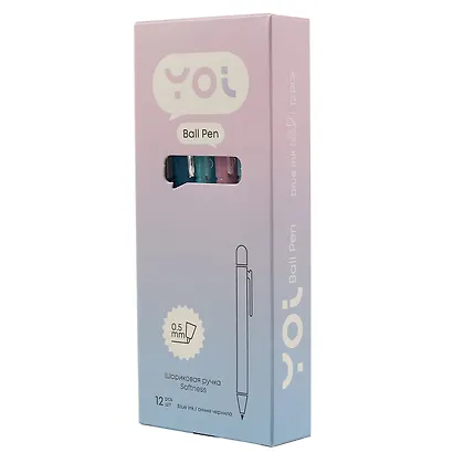 Ручки шариковые синие 12 штук "Softness" 0,5 мм, Yoi - фото 11
