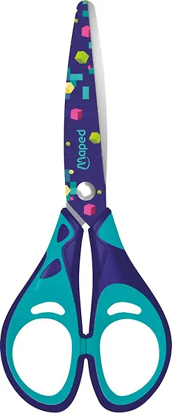 Ножницы 130мм детские "PIXEL PARTY" декорир.лезвия, нерж.сталь, закругл.концы, прорезин.кольца ручек, симметричные, карт.подвес, Maped - фото 2
