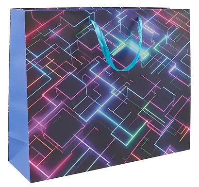 Пакет А3+ 40*50*15 "Неон линии" нейтр., бум.мат.ламинат - фото 1