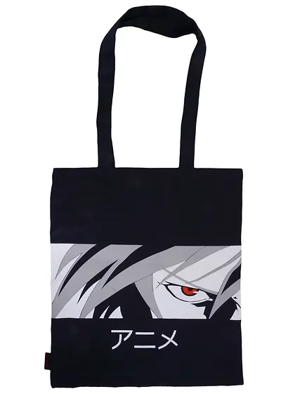 Сумка-шоппер Аниме Парень лицо (Сэйнен), черная (текстиль) (40х32) - фото 1