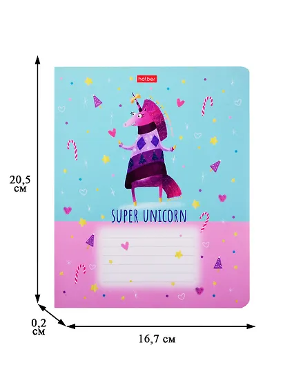 Тетрадь в клетку Hatber, "Волшебный единорог", 12 листов, в ассортименте - фото 3