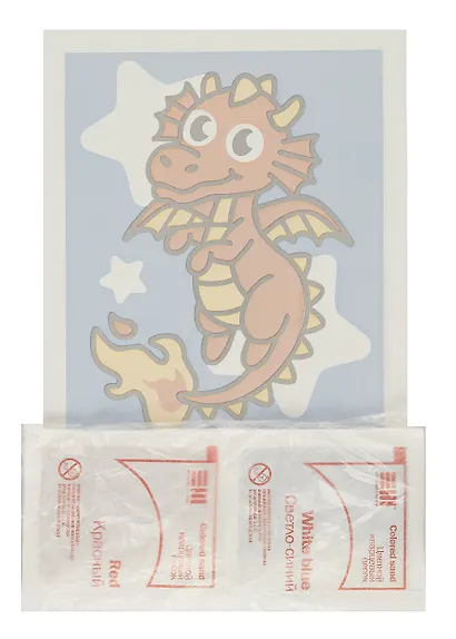 Набор для творчества. Картина из цветного песка. Фреска Веселый зоопарк "Дракончик" - фото 3