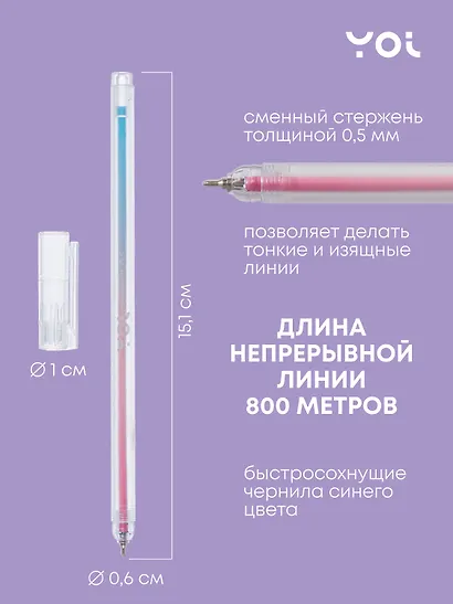 Ручки шариковые синие 12шт "Gradient" 0,5мм, Yoi - фото 3