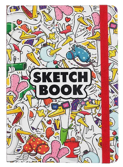 Скетчбук А5 80л " ГУСЬ" 100г/м2, тв.обложка, выб.лак, резинка, мат.ламинация - фото 1