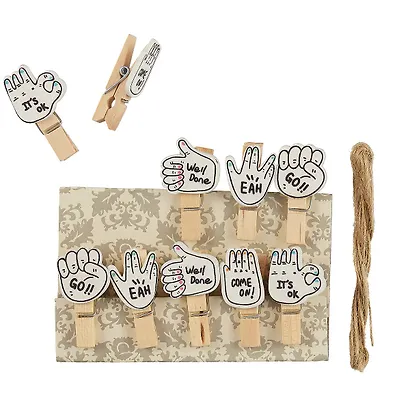 Прищепки декоративные с веревкой 10 шт. Рука - фото 2