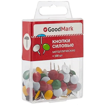 Кнопки силовые 100шт цветные, пл/уп, GoodMark - фото 1