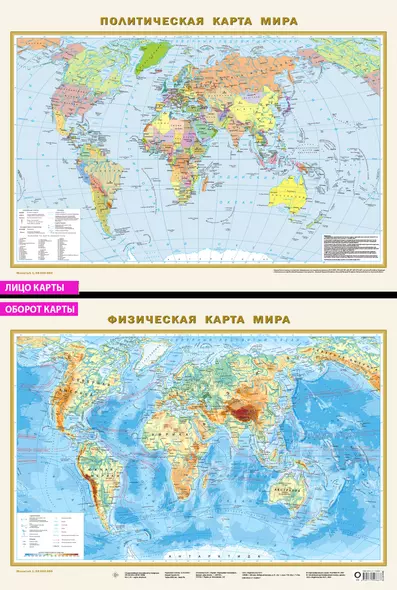 Настенные карты мира в багетах