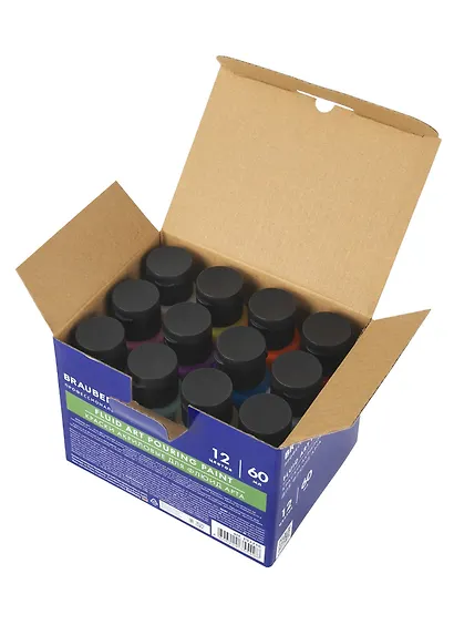 Краски акриловые для техники Флюид Арт (POURING PAINT) НАБОР 12цв*60мл, BRAUBERG ART CLASSIC, 192236 - фото 2