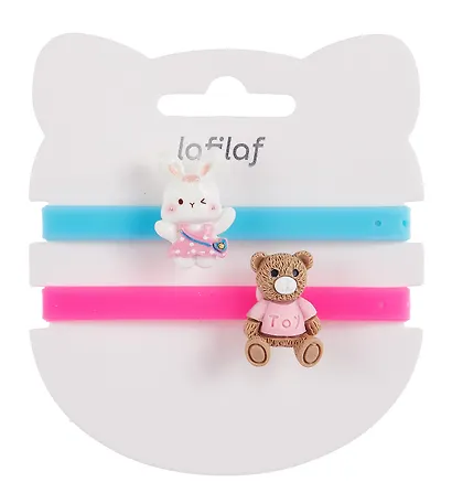 Набор парных браслетов Мишка и Кролик (силикон) (12-04407-B80) (Lafilaf) - фото 2