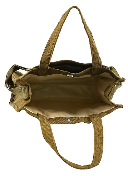 Сумка мини-шоппер с кнопкой кросс-боди оливковая (вельвет) (25х23) Bookvalno - фото 5