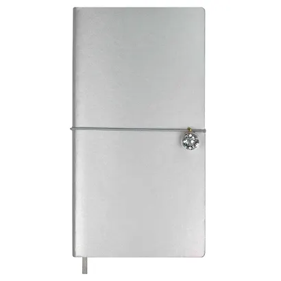 Записная книжка А6 96л серебряная, мягкий переплет, стикеры+скрепки+брелок в комплекте, тонир.блок - фото 3