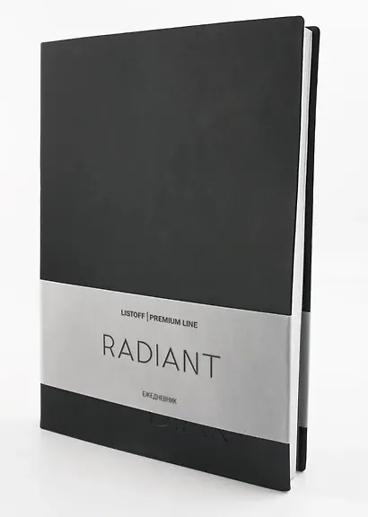 Ежедневник недат. А5 152л "Radiant" черный, иск.кожа, интегр.переплет, покрытие Soft Touch, офсет, скругл.углы, ляссе - фото 2