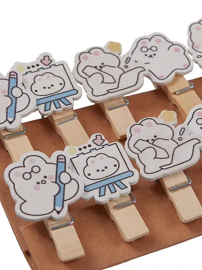 Набор Прищепки декоративные с веревкой Кактусы (10шт) (11-22535-7985) (упаковка)+Прищепки декоративные с веревкой 10 шт. Пушистые зайки (11-22132-01) (упаковка) - фото 6