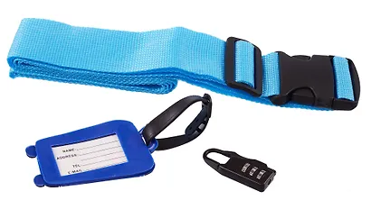 Travel набор Бирка, замочек и ремень для багажа (синий) (12-travel22-B1) - фото 5