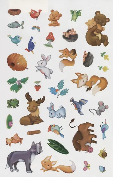 В лесу. Более 60 многоразовых наклеек - фото 2