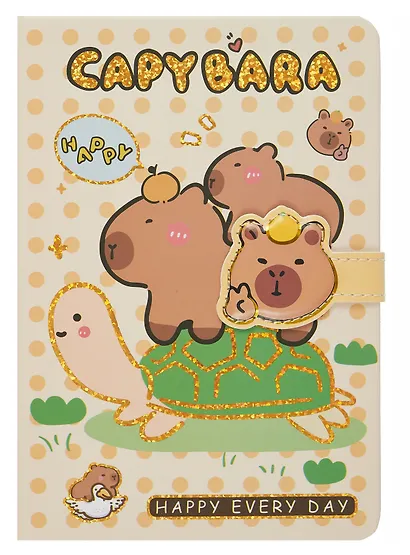 Книга для записей А5 68 листов в линейку, "Funny Capybara", магнитная застежка, в ассортименте - фото 14