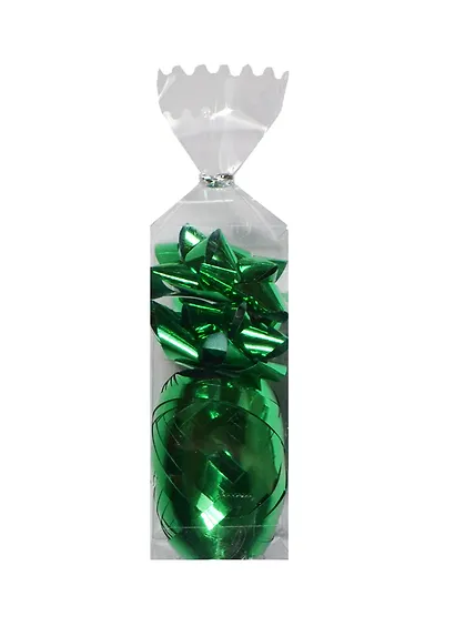 Набор для упаковки "Металлик зеленый", лента, бант 2шт - фото 1